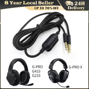 Gaming 3.5mm Headphone Cable with In Line Volume Control and Microphone Function for Logitech G433/G233 Headphones
