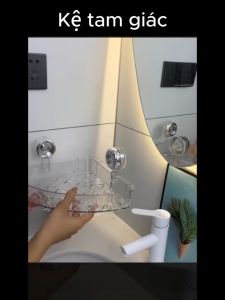 Kệ góc nhà tắm Kệ Nhà Tắm Kệ Dán Tường Không Khoan Đục Chất Liệu Nhựa Trong Suốt Cứng