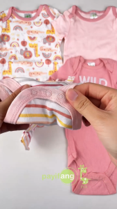 PAYI BABY-4 PIECES Baby Girls Onesies Ribbed Cotton Jumpsuit Infant Romper Short Sleeve Bodysuits