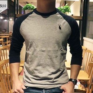 Fashionable Loose Fit Long Sleeve round Neck Cotton T-Shirt for Men Autumn Winter New Style Versatile Base Layer Shirt