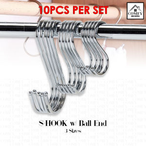 (10PCS/SET) Stainless Steel S Hook Hanger Kitchen Cabinet Wardrobe Clothes Hooks Hangers Size S M L