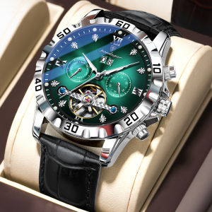 POEDAGAR | POEDAGAR Top Fashion Male Watch Date Week Leather Sports Business Men Clock Hollow Tourbillon Automatic Mechanical Mens Watches