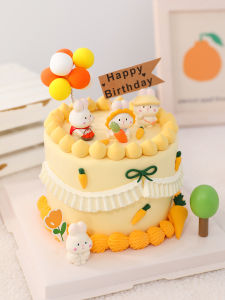 Cartoon Mini Bunny Doll Baking Cake Topper Ornaments Rabbit Carrot Theme Girl Birthday Dress up