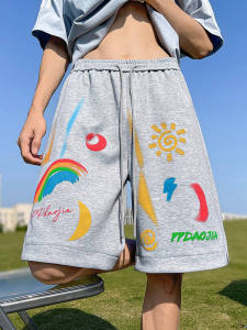 Quần Short Nam Mùa Hè Graffiti Nhiều Màu Sắc Dopaamine Rộng Rãi Thoải Mái Đa Năng Sang Trọng Ngắn Cao Cấp Quần Áo Nam