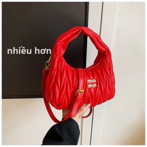 Túi Đeo Vai Xếp Ly Thời Trang Nữ Bằng Da PU Túi Xách Đeo Chéo Có Dây Đeo Tháo Rời Ví Nhỏ Đi Chợ Cho Nữ