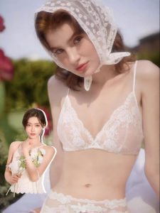 Miss Curiosity | French Lace Thin Strap Bra No Underwire