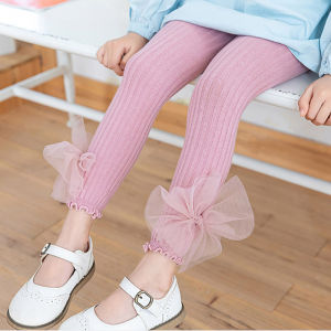 Denoswim quần nơ to dễ thương cho bé gái quần tất xuân thu trẻ em Quần legging vải bông siêu mềm dệt kim cho trẻ mới biết đi thân thiện với da