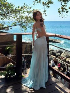 CHANGTONG | Sensual Open Back Holiday Beach Dress Summer