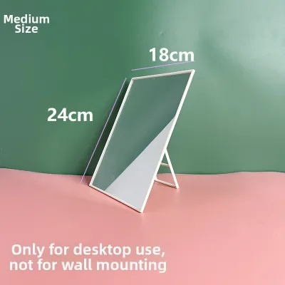 Large Size Bathroom Wall Mounted Makeup Mirror Desktop Stylish Korean Style ABS Frame Student Dormitory Home Use No Drilling