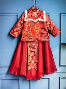 Princess Style Hanfu Childrens Clothing Set Baby Girls Traditional Chinese Costume Ancient Guzheng Design Winter New Arrival