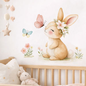 Easter Bunny Wall Sticker Cute Rabbit Family Nursery Wall Decals Kids Room Bathroom Vinyl Wall Art Baby Room Decor Spring Easter