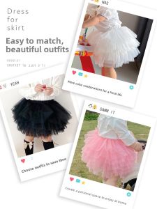 Princess Style Girls Half Skirt Mesh Puffy Skirt Baby Infant Short Cake Skirt Summer Season Polyester Fiber Pure Color