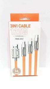Kabel Data Silicon AK-07: Solusi 3in1 Cable 6A 120W untuk Smartphone