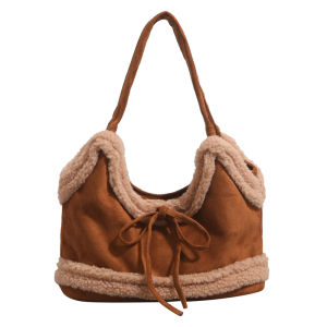 URCDN RDALVO | Vintage Sheepskin Shoulder Bag New Suede Velvet Bow