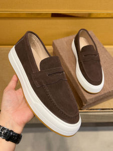 Chinese Style Slip-On Loafers Mens Lightweight Luxury Faux Suede Genuine Leather Solid Color Convenient Spring Summer Shoes