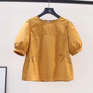 Chic Doll Collar Short Sleeve T-Shirt Womens Health Ring Korean Style Sweet Fashion Summer Top by Yimianxuan Clothing Brand