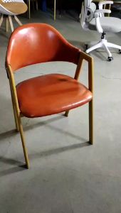 Tiancai Dining chair 2pcs home and office Luxury Chair furniture restaurant coffee shop steel and Leather#5017