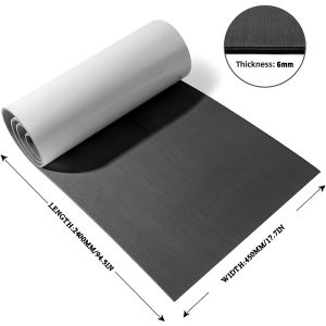 2400*450MM Boat Flooring EVA Foam Decking Sheet Non-Slip Brushed Marine Self-Adhesive Carpet for Motorboat Yacht Kayak RV BLACK