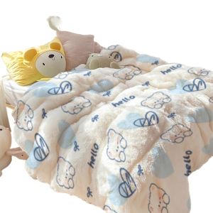 Thickened Flocking Milk Velvet Cotton Quilt Winter Warm Machine Washable Dormitory Use Single Person Bedding Comforter