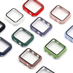VUAERANG 360 Full Bumper Frame Matte Hard Case Compatible for Apple Watch 7 8 Cover with Tempered Glass Film for i Watch 41MM 45MM Accessories