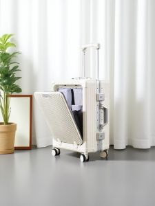 Craftsmanship Aluminum Frame Suitcase 20 Inch Business Travel Charging Handle for Men And Women Fashionable Polyester Lining