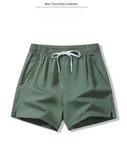 Summer Casual Straight Leg Quick Dry Five-Quarter Shorts Running Beachwear Mens Cargo Pants Solid Color Sportswear