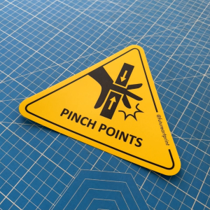 Pinch Point. Safety Triangle Sticker Danger Caution Label. Hand Finger Risk Hazard Precaution.
