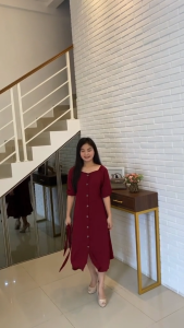 Dress Korean style daster bali Pakaian wanita polos full kancing depan Tali Samaping Busui Fredly