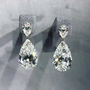 Huitan Đơn Giản Và Thanh Lịch Dang Bông Tai Nữ Pha Lê Hình Giọt Nước Đính Đá Cubic Zirconia Cao Cấp Cưới Cô Dâu Bông Tai Trang Sức Hợp Thời Trang