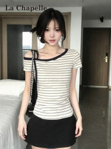 La Chapelle | Off-shoulder Striped Slimming T-shirt