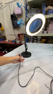 SRATE Lampu Baca Membaca LED + Kaca Pembesar servis elektronik hp di meja 10X 3 warna SR-65