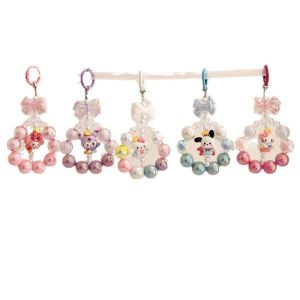 Sanrio Cute Cartoon Hello Kitty Phone Lanyard Kuromi Melody Beaded Phone Chain Keychain Backpack Pendant Accessories Girl Gift