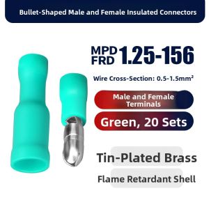 Pre-Insulated Bullet Head Male And Female Connector Terminal Block Quick Splice Connector Yellow Brass Plated Tin Terminal Block