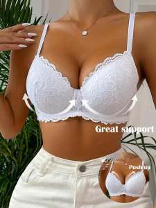 Lace Flower Lingerie for Girls with Adjustable Shoulder Straps Gathered and Anti-Sagging with Steel Ring Beautiful Back Lingerie