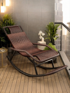 ZHUSHANXIA | Bamboo Rattan Rocking Chair For Relaxing Single User Balcony