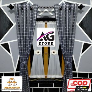 [AG] gorden kotak kotak  biruhitamputihabu terbaru gorden motif kotak kotak minimalis gorden jendela/gorden pintu mininis gorden kotak hitamputihabu abubiru navy gorden kotak gorden kotak minimalis gorden kotak kotak aesthetic hordeng jendela Others