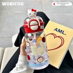 PAMPAS | Cute Plastic Water Bottle with Straw for Girls