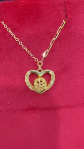 Poh Heng Jewellery 22K Weave Heart Necklace in Yellow Gold [Price By Weight]