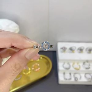 Casual Rotation Round Copper Zirconia Rings For Women Men Decompression Relaxed Silver Color Spin Toys Daily Party Jewelry