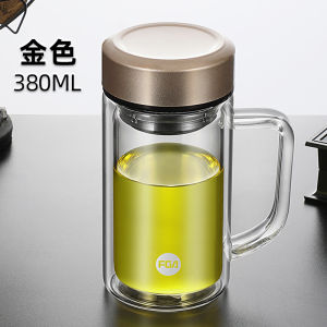Large Capacity Glass Cup with Handle Portable Office Tea Brewing Cup Double Layered for Easy Carry And Use by Everyone