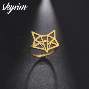 SKYRIM Titanium Stainless Steel Ring Fox Head Design Rings for Men Women Fashion Jewelry