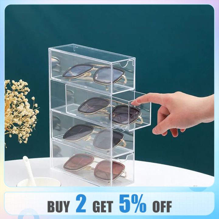 Acrylic Glasses Case Four Layers of Desktop Display Box Dustproof