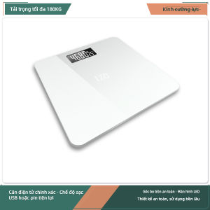 Cân Điện Tử Đo Cân Nặng Cơ Thể 0-180KG Độ Chính Xác Cao Sạc USB Pin Gia Dụng