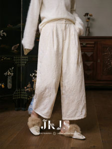 JK&JS | Chenille Jacquard Casual Pants Cotton Wool Wide Leg