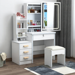 Sliding Mirror Locked Integrated Makeup Table
