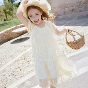XIANGYING | White Short Sleeve Princess Dress for Girls