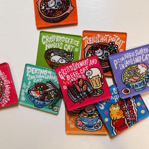 Cute Cartoon Cat Acrylic Fridge Magnet Home Decoration Creative Gift Magnetic Pet Lovers Household Adhesive Decorative Pin