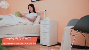 Metal Chest of Drawers Office Cabinet with Lock Steel Cabinet Bedroom Home Storage Cabinet Single Simple File Cabinet with Wheels