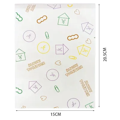 Korean Ins Cartoon White Paper Bag Self-Sealing Gift Packaging Bag Snack Candy Storage Bag Simple Design Korean Style