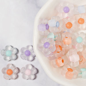 100pcs/lot Acrylic Flower Beads Transparency Sunflowers Beads Matte Flowers Middle Beads Loose Spacer Beads For Jewelry Making